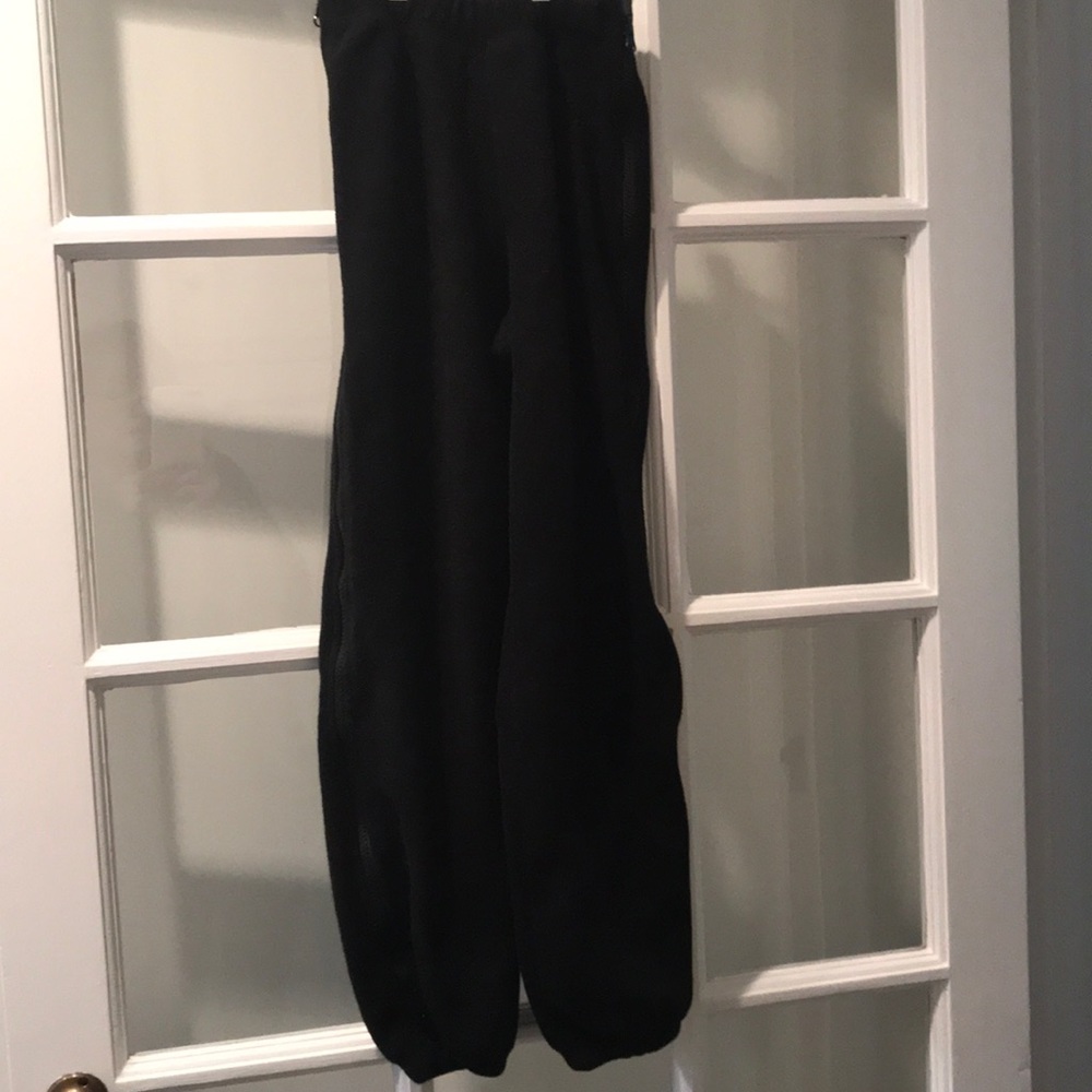 Black fleece full zipper warm up pants